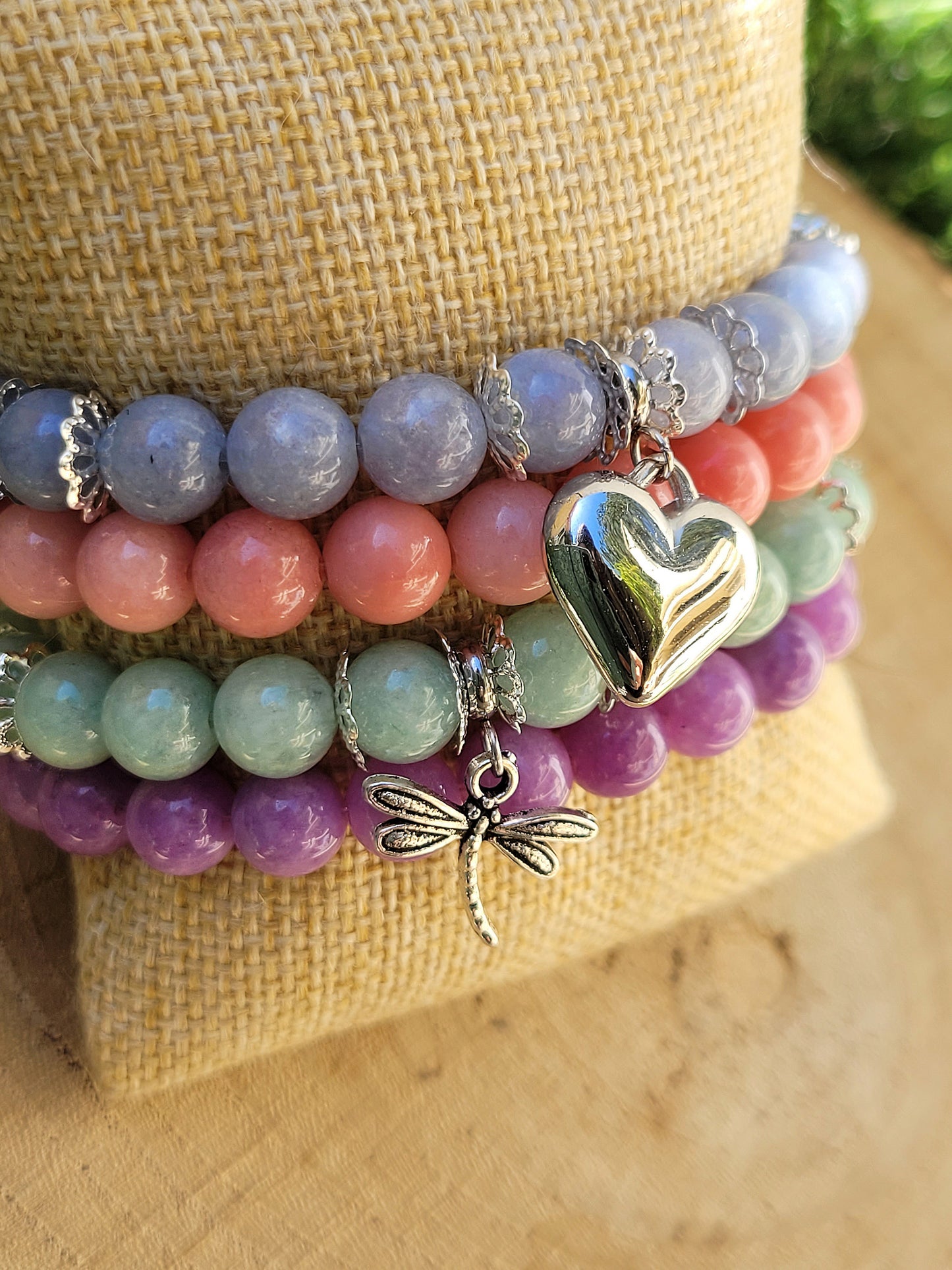 Set of 4 PASTELS bracelets (chalcedony)