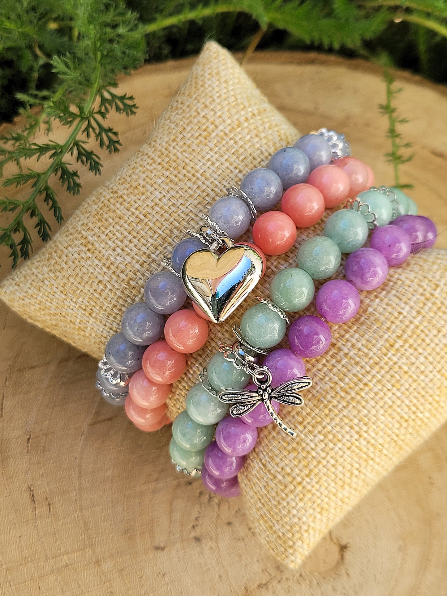 Set of 4 PASTELS bracelets (chalcedony)
