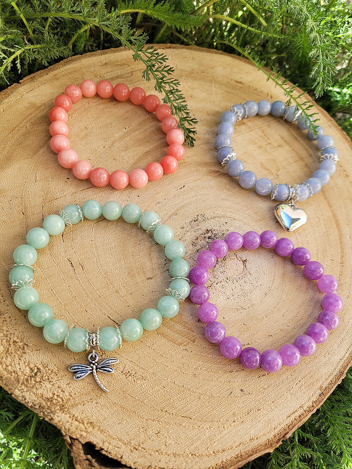 Set of 4 PASTELS bracelets (chalcedony)
