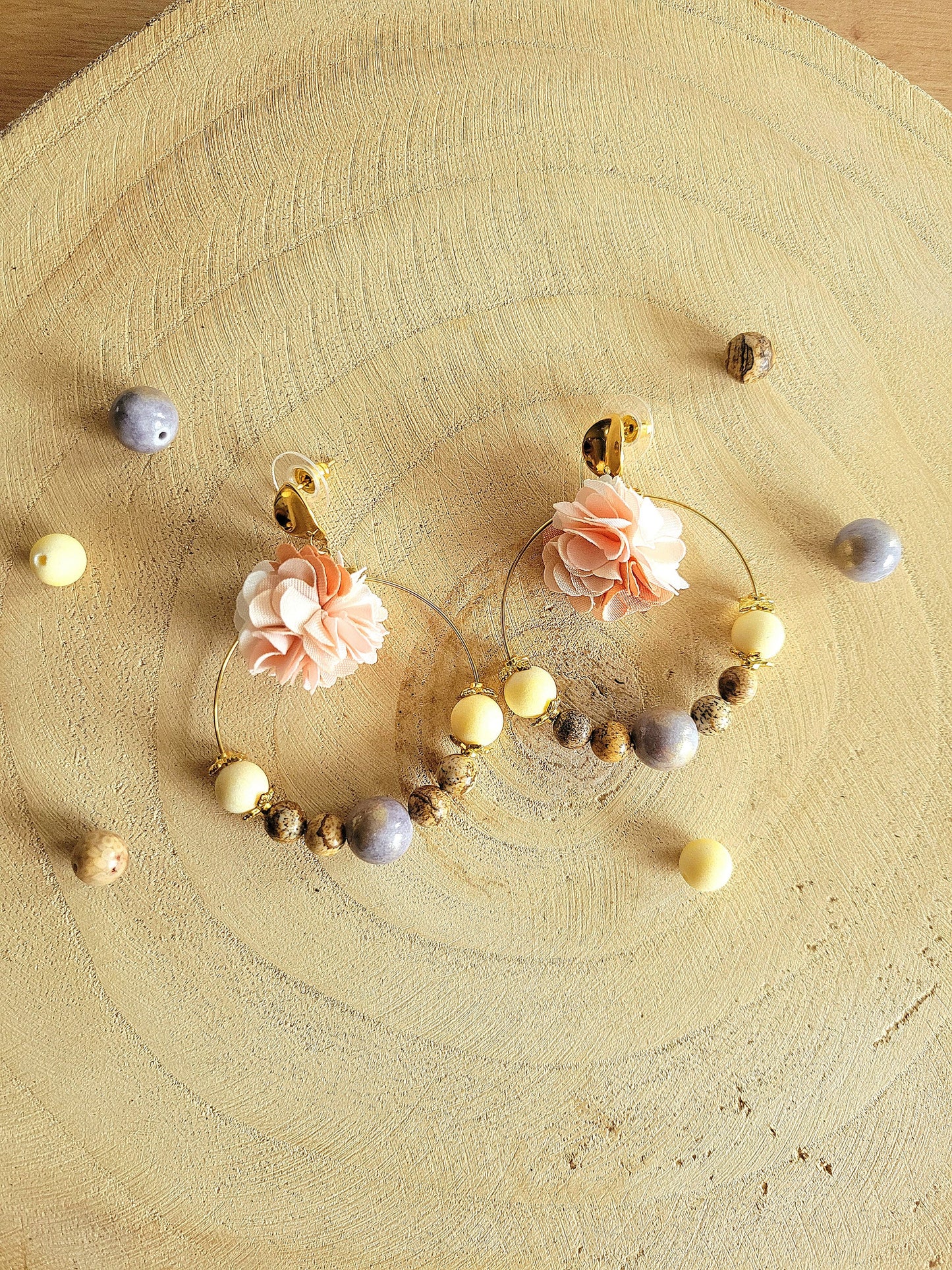Boucles d'oreilles MELANCOLIE (3 pierres)