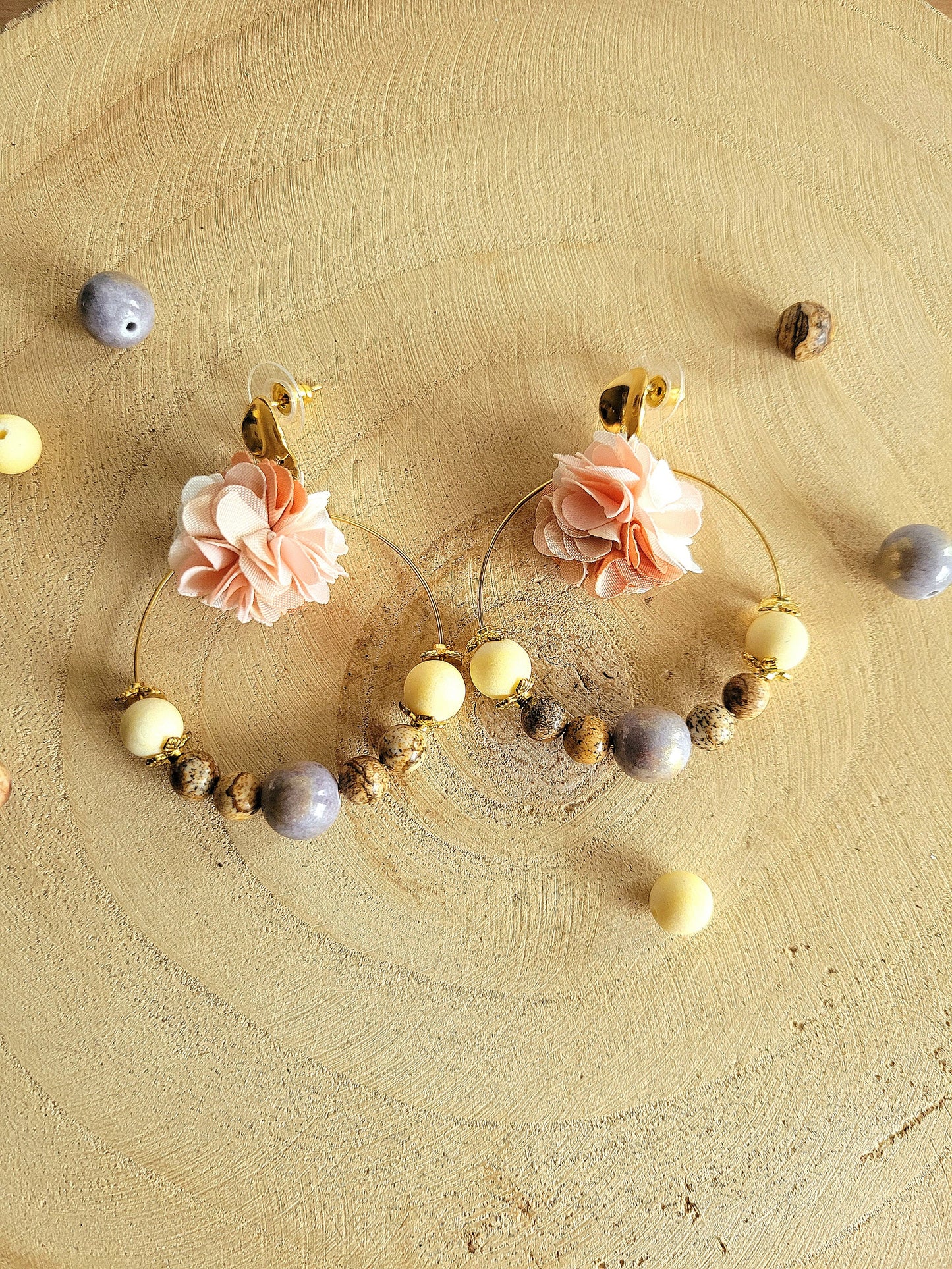 Boucles d'oreilles MELANCOLIE (3 pierres)