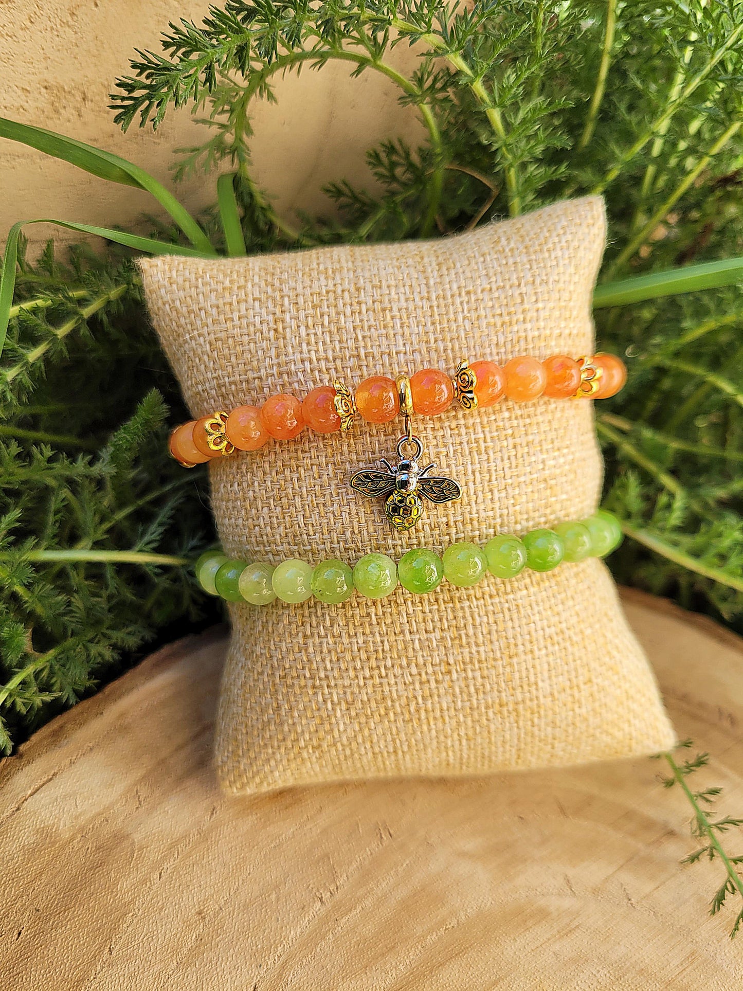 Set of 2 BEE bracelets (2 stones)