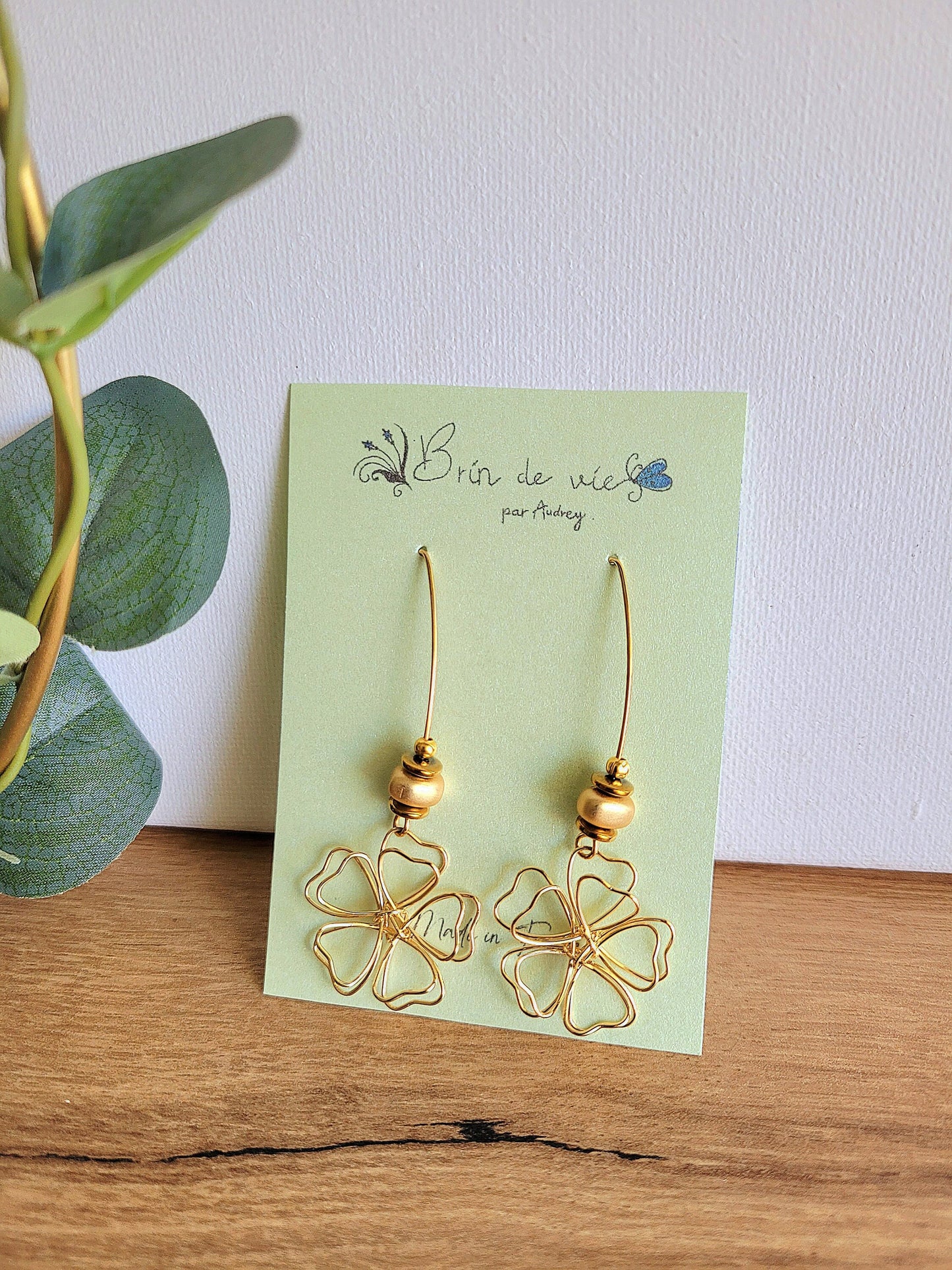 Boucles d'oreilles FIL DORE (hématite)
