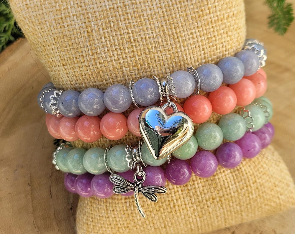 Set of 4 PASTELS bracelets (chalcedony)