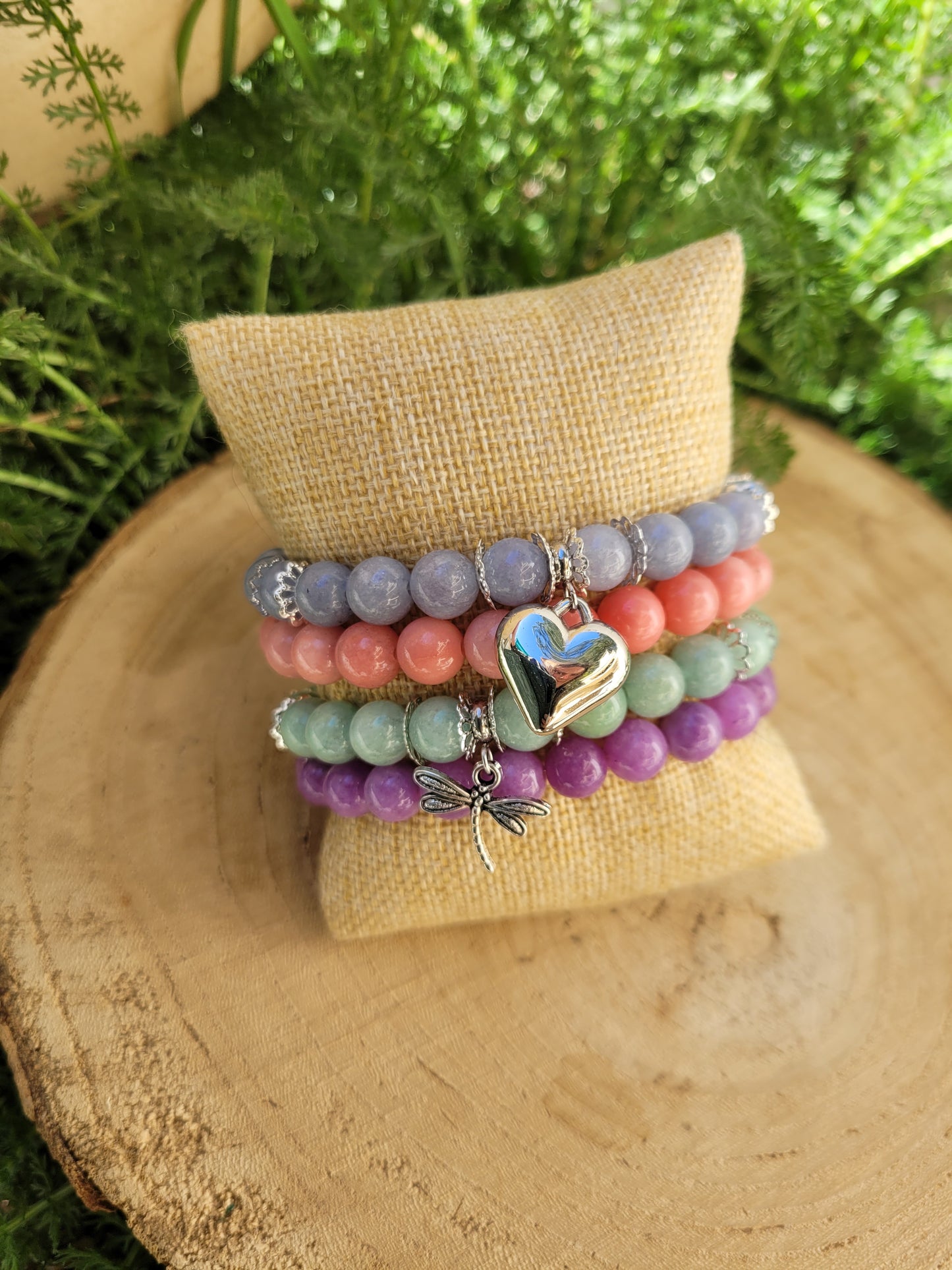 Set of 4 PASTELS bracelets (chalcedony)