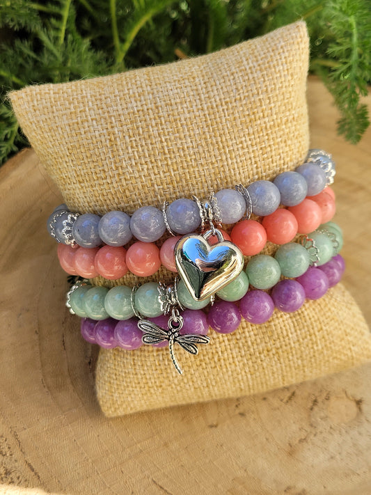 Set of 4 PASTELS bracelets (chalcedony)
