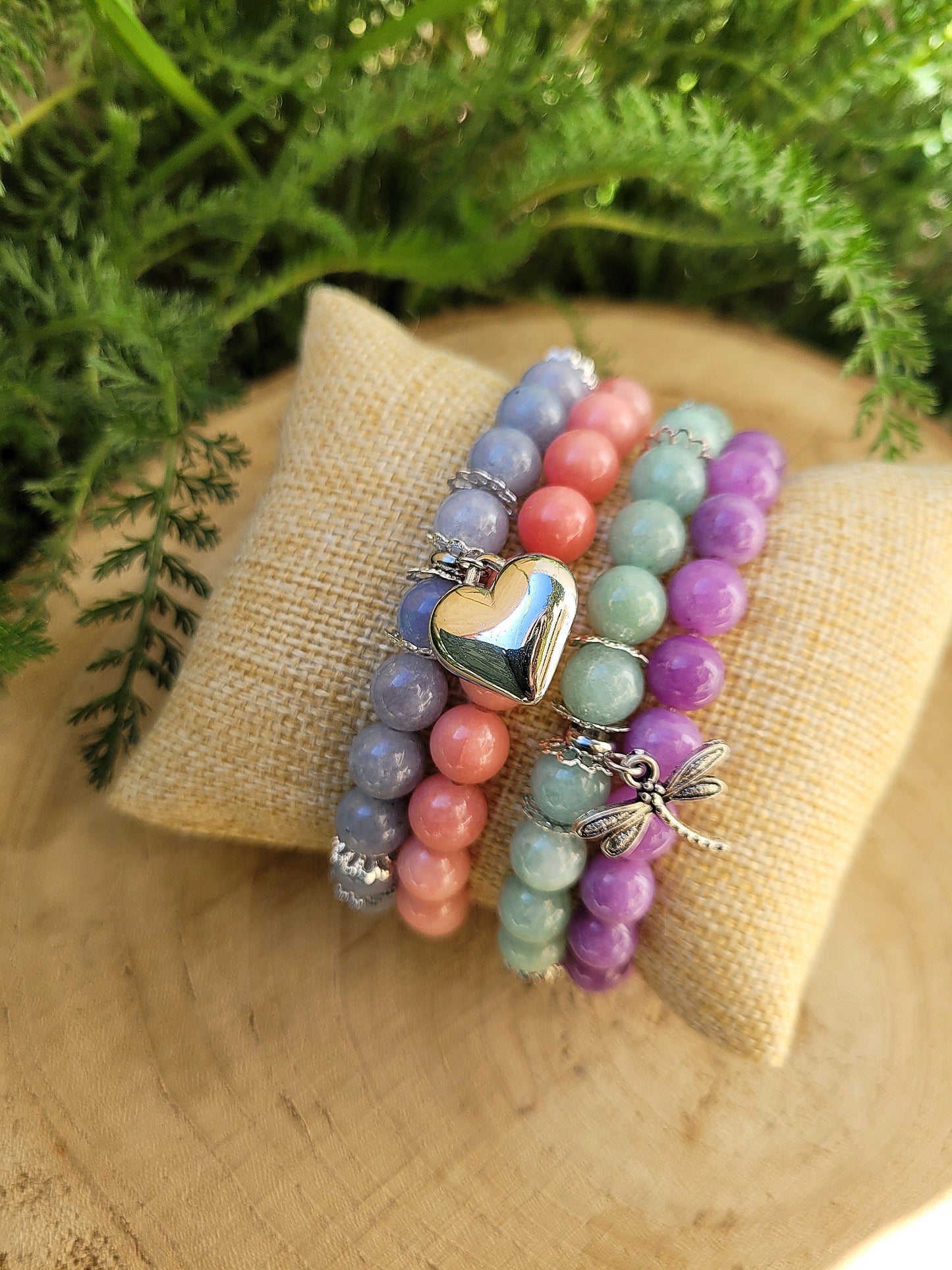 Set of 4 PASTELS bracelets (chalcedony)