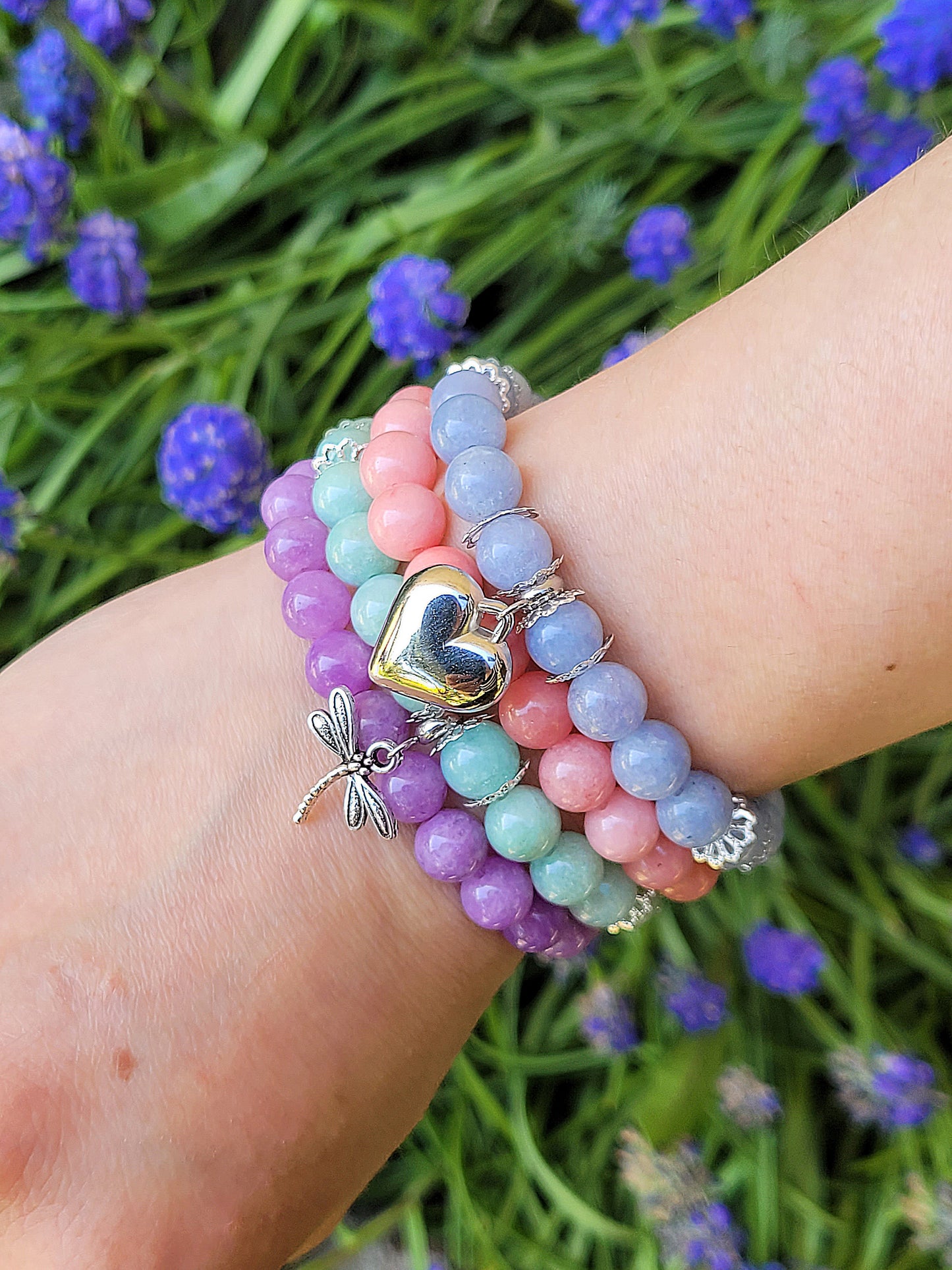 Set of 4 PASTELS bracelets (chalcedony)