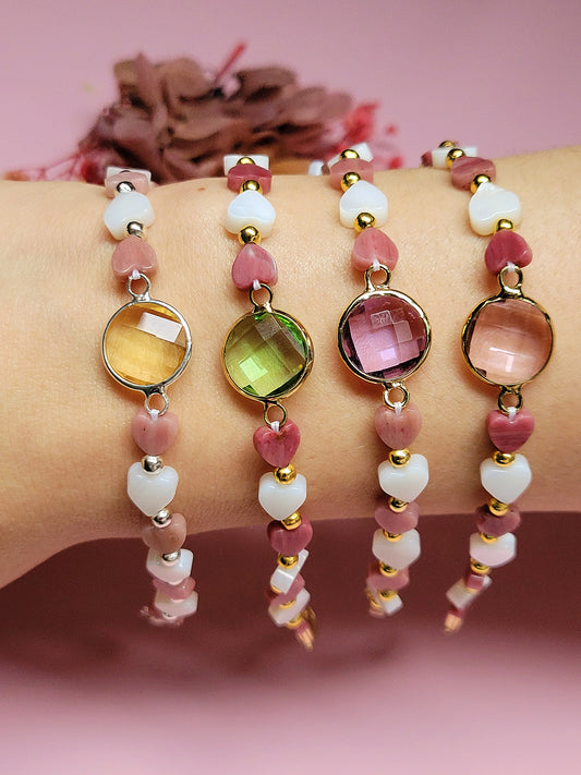 PINK HEART bracelet (rhodochrosite)