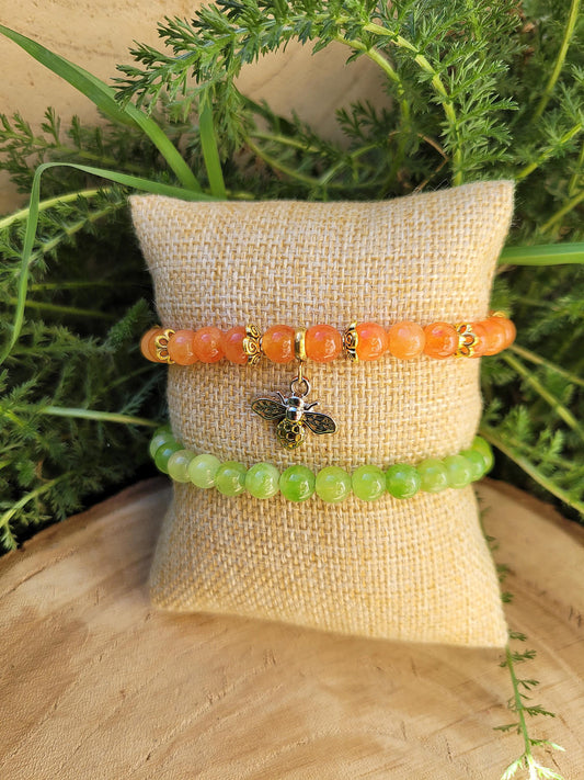 Set of 2 BEE bracelets (2 stones)