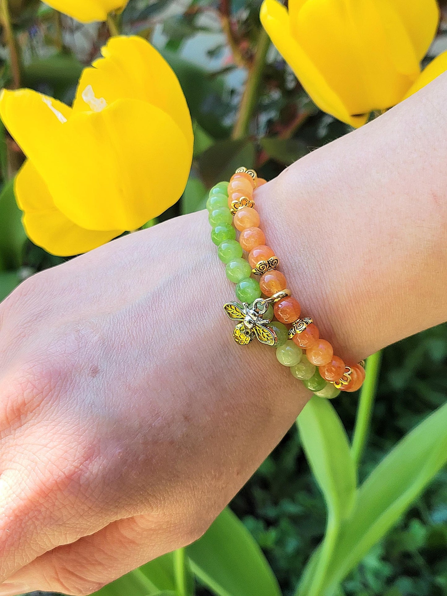 Set of 2 BEE bracelets (2 stones)