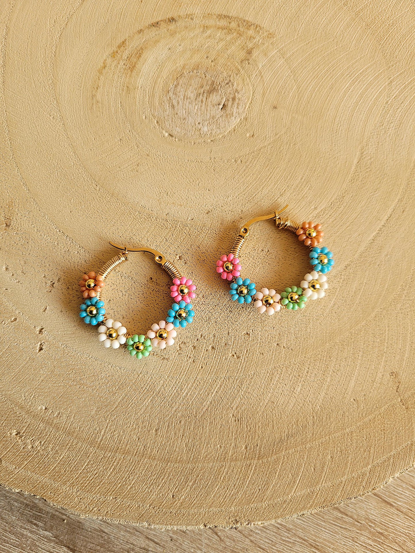 Boucles d'oreilles FLEURS PASTELS