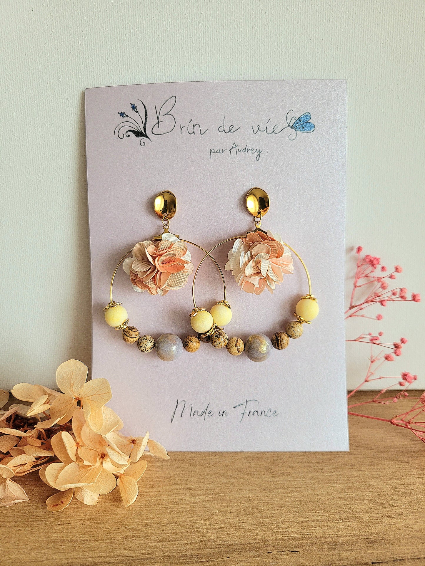 Boucles d'oreilles MELANCOLIE (3 pierres)