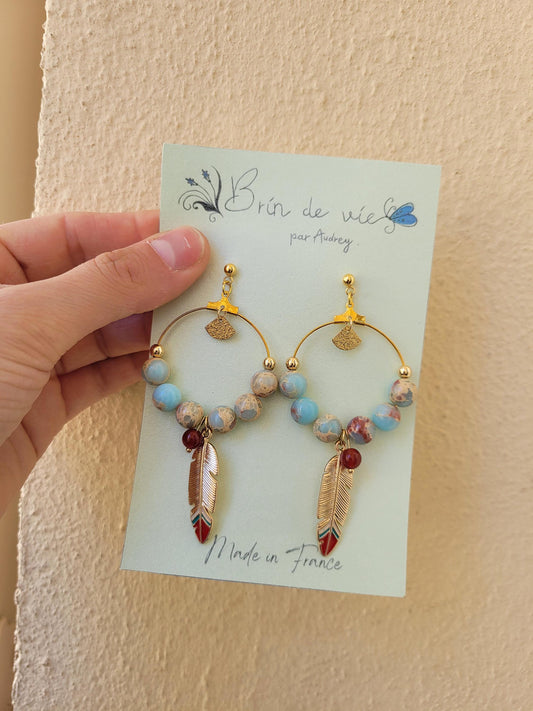 Boucles d'oreilles L'AIR DU VENT (jade, howlite)